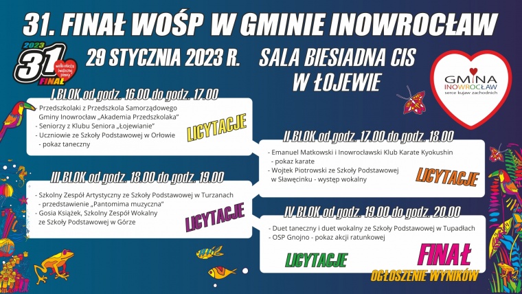 Gmina Inowrocław - WOŚP. Program Finału w Łojewie