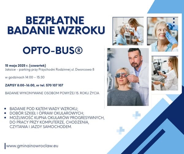 Gmina Inowrocław - Bezpłatne badanie wzroku w OPTO-BUSIE
