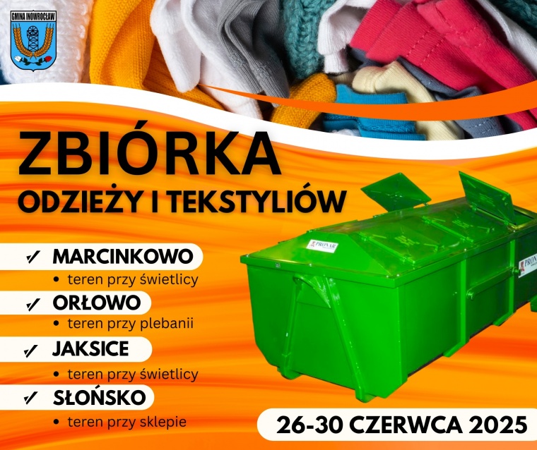 Gmina Inowrocław - Zbiórka odzieży i tekstyliów!