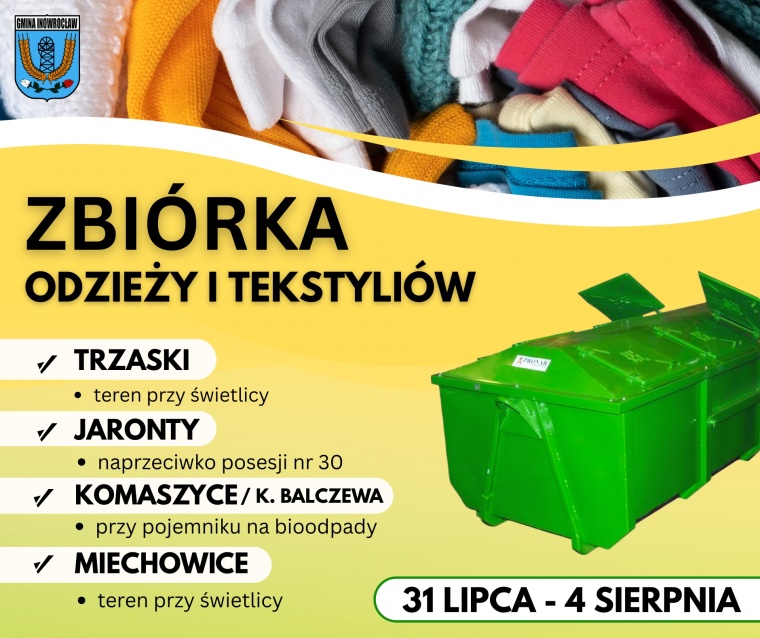 Gmina Inowrocław - ZBIÓRKA ODZIEŻY I TEKSTYLIÓW