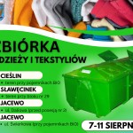  ZBIÓRKA ODZIEŻY I TEKSTYLIÓW w kolejnych miejscowościach 7-11 sierpnia 2025 roku