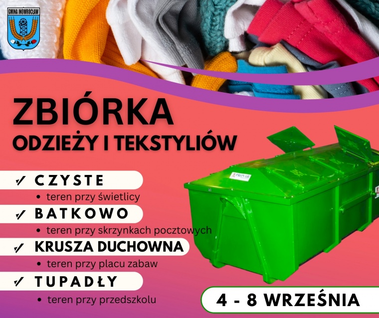 Gmina Inowrocław - ZBIÓRKA ODZIEŻY I TEKSTYLIÓW